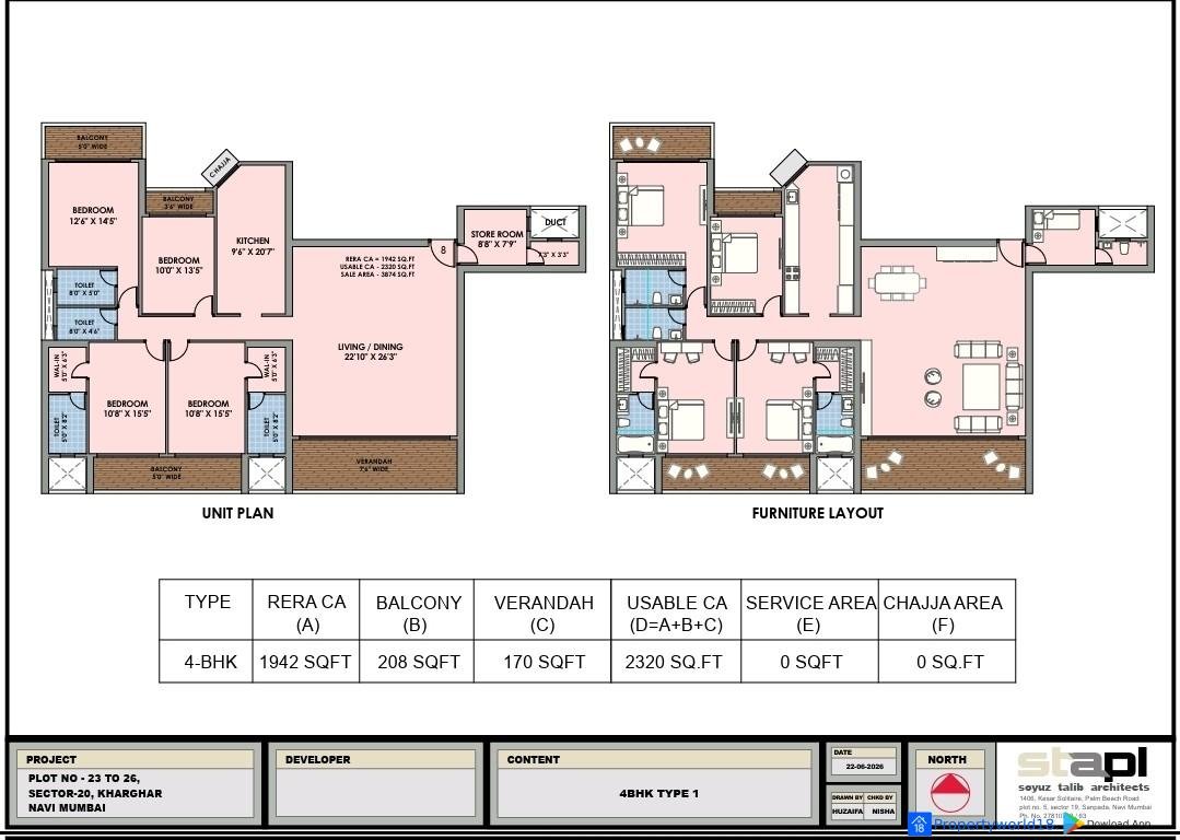 Jodi Flat 4BHK in Kharghar, Navi Mumbai